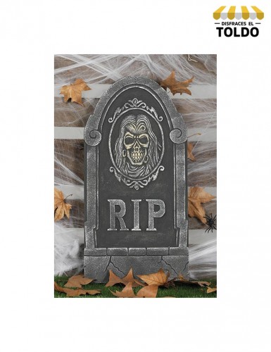 LAPIDA RIP CON CALAVERA 33x65 Decoración de Halloween