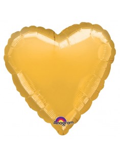 GLOBO HELIO CORAZON DORADO 45x49 cm. 18" Globos