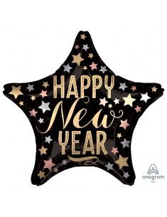 GLOBO HELIO ESTRELLA HAPPY NEW YEAR Globos
