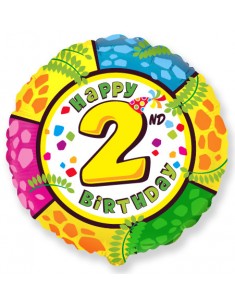 Globo de Helio Redondo 45cm Happy Birthday Nº2 Dos Globos Redondos 45cm cumpleaños