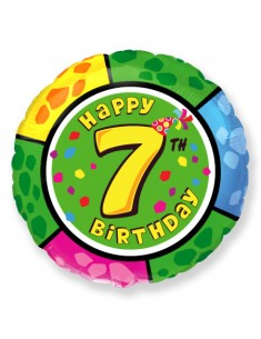 Globo de Helio Redondo 45cm Happy Birthday Nº7 Siete Globos Redondos 45cm cumpleaños