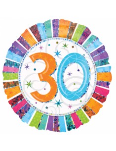 GLOBO HELIO 30 CUMPLEAÑOS 45cm. 18" Globos Redondos 45cm cumpleaños