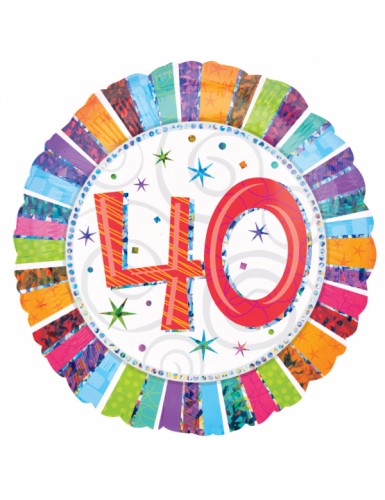 GLOBO HELIO 40 CUMPLEAÑOS 45cm. 18" Globos Redondos 45cm cumpleaños