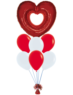 Ramo de globos latex y foil corazon grande San Valentín 2021