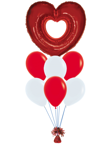 Ramo de globos latex y foil corazon grande San Valentín 2021
