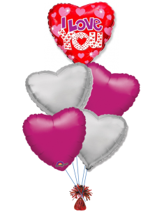 Ramo de globos foil I love you corazones San Valentín 2021