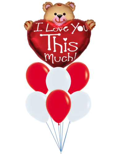 Ramo de globos latex y foil corazon con osito grande Ramos de Globos San Valentin
