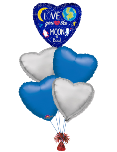 Ramo de globos foil y Te quiero hasta la luna Ramos de Globos San Valentin