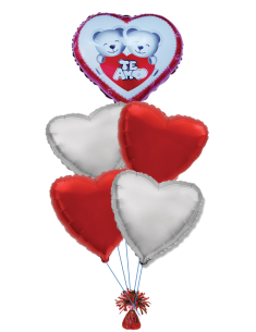 Ramo de globos foil y Globo Ositos Ramos de Globos San Valentin