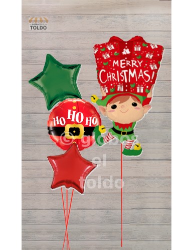 Ramo Elfo y estrellas Globos de Navidad