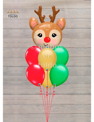Ramo Cabeza Reno Globos de Navidad