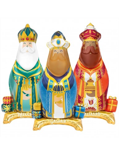 Pack 3 Reyes Magos Pie 110cm Globos de Navidad