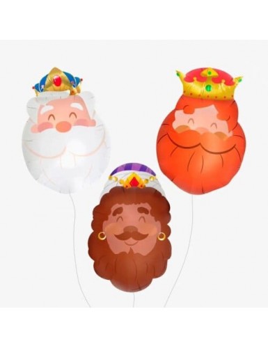 Pack 3 Reyes Magos con Helio Globos de Navidad