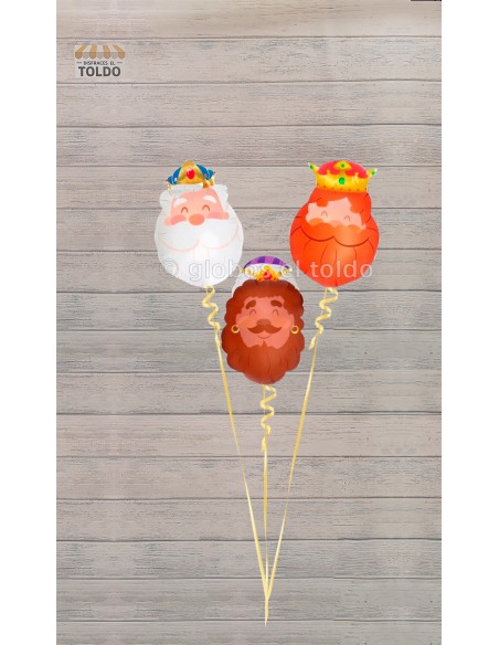 Pack 3 Reyes Magos con Helio Globos de Navidad