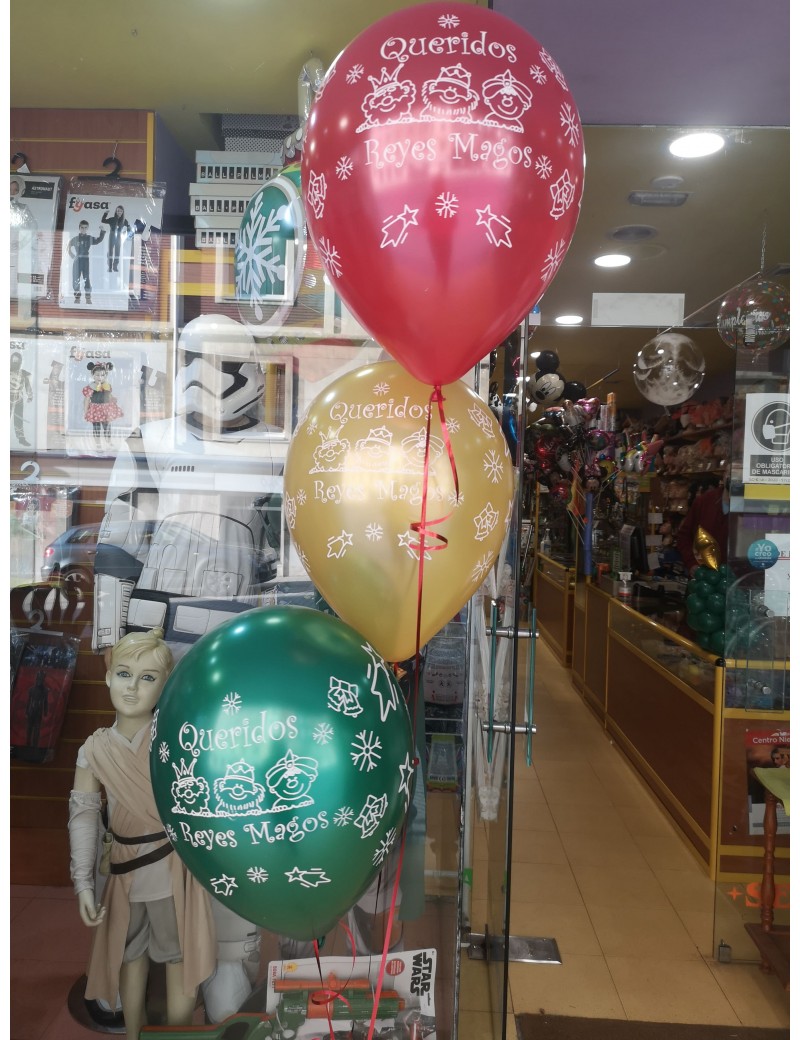Ramo 3 Queridos Reyes Magos con Helio Globos de Navidad Ramo 3 Queridos Reyes Magos con Helio Globos de Navidad