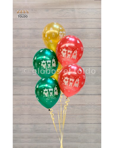 Ramo 6 Queridos Reyes Magos con Helio Globos de Navidad