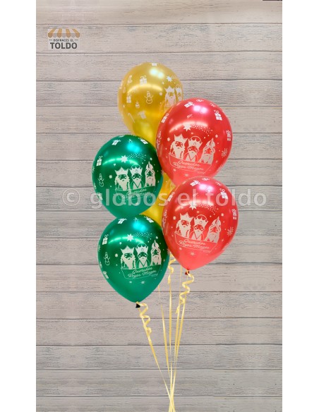 Ramo 6 Queridos Reyes Magos con Helio Globos de Navidad