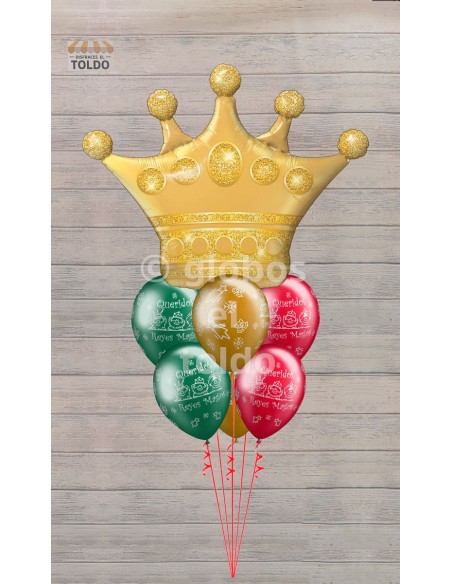 Ramo Corona y 6 Queridos Reyes Magos con Helio Globos de Navidad