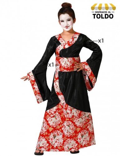 Disfraz geisha negra y roja infantil Disfraces de Epoca e historicos