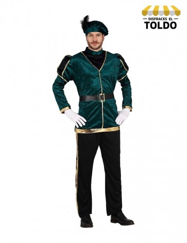 Disfraz paje verde y dorado adulto Disfraces de Epoca e historicos