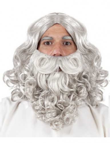 Peluca y barba rey mago gris lujo Pelucas Unisex