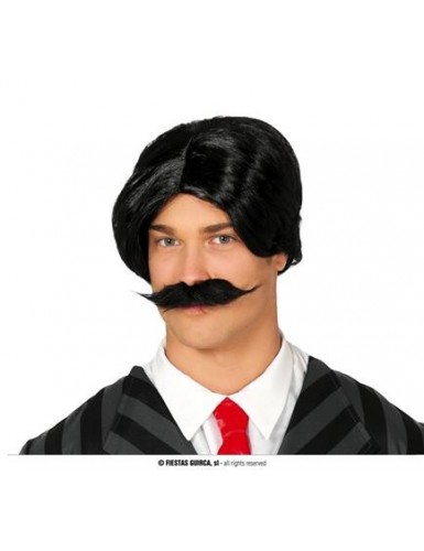 Peluca negra con bigote Pelucas Hombre