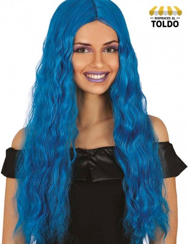 Peluca melena rizo hq azul Pelucas Mujer y Niñas