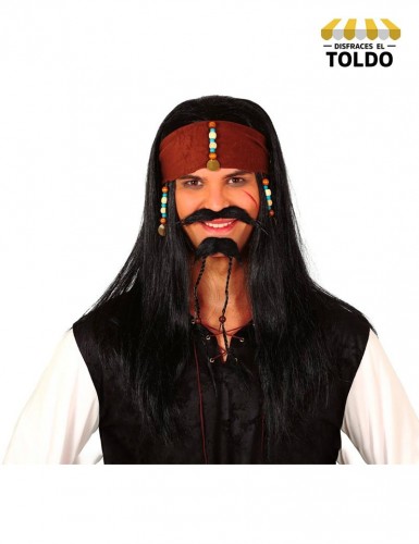 Peluca pirata con pañuelo y adornos Pelucas Hombre